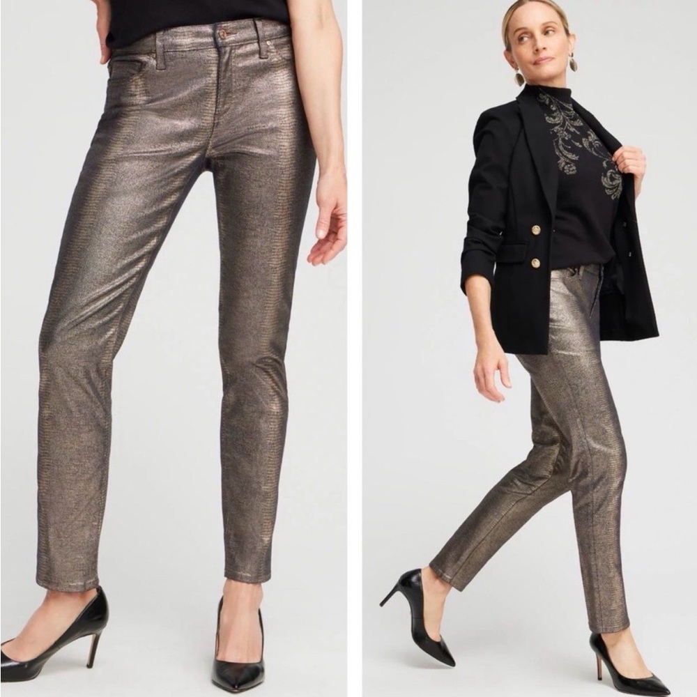 Chico's Shimmering Metallic Skinny Pants